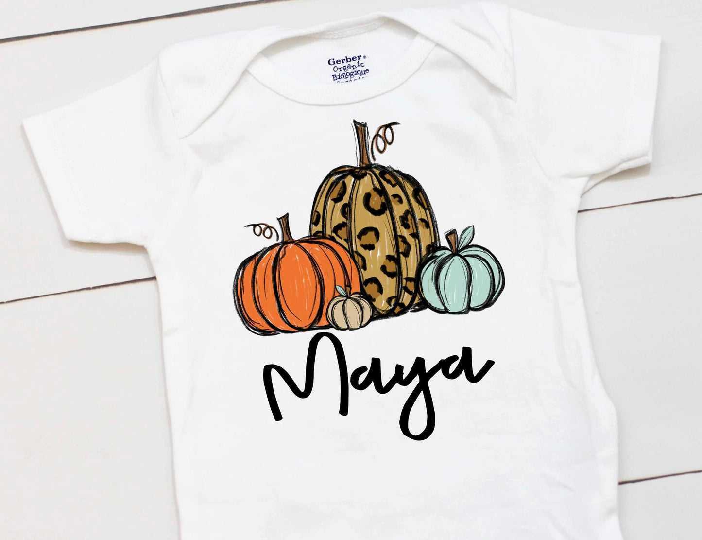 Girls Pumpkin Patch Bodysuit - Custom Name