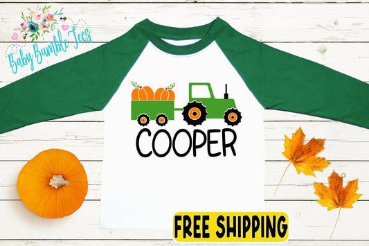 Boys Fall Tractor Shirt - Kids Farm Pumpkin Patch Shirt