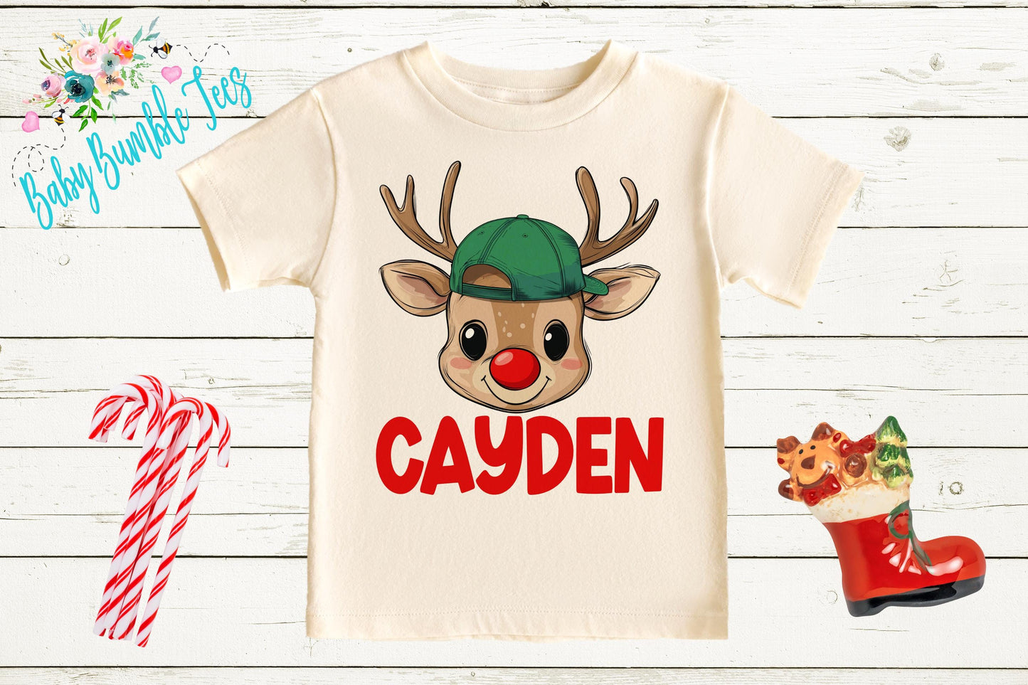 Boys Reindeer Christmas Shirt - Personalized Toddler Holiday Outfit