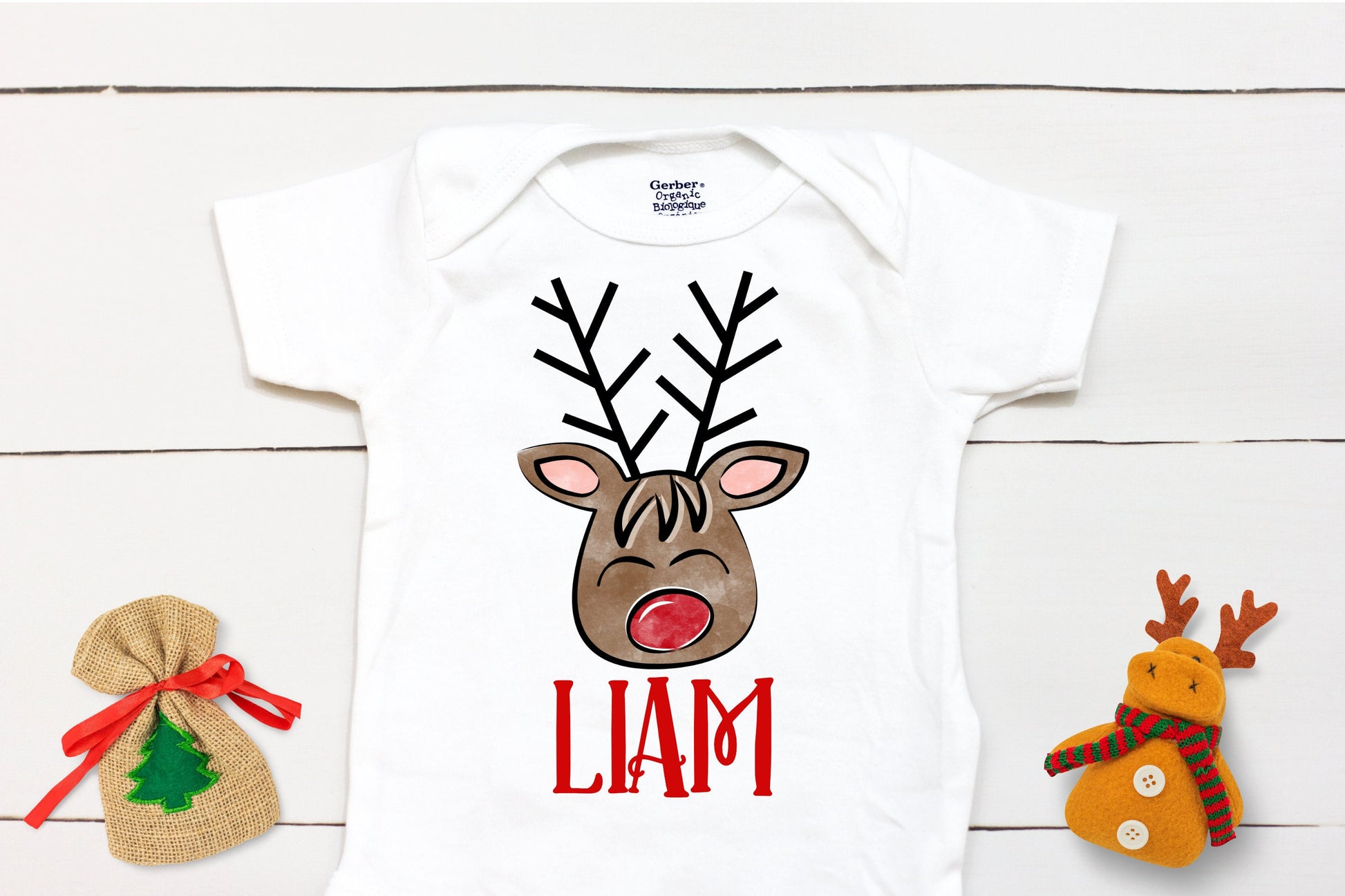 Reindeer Name // Personalized Name // Christmas // Baby Boy // Holiday // Kids Shirt // First Christmas // Reindeer // Gift