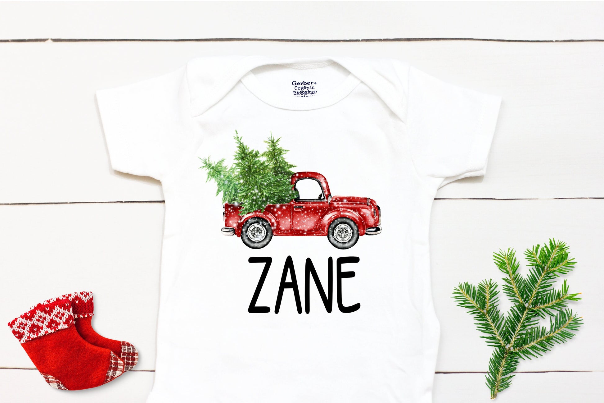 Christmas Truck // Personalized Name // Christmas // Boy // Truck // My First Christmas // Christmas tree // Toddler