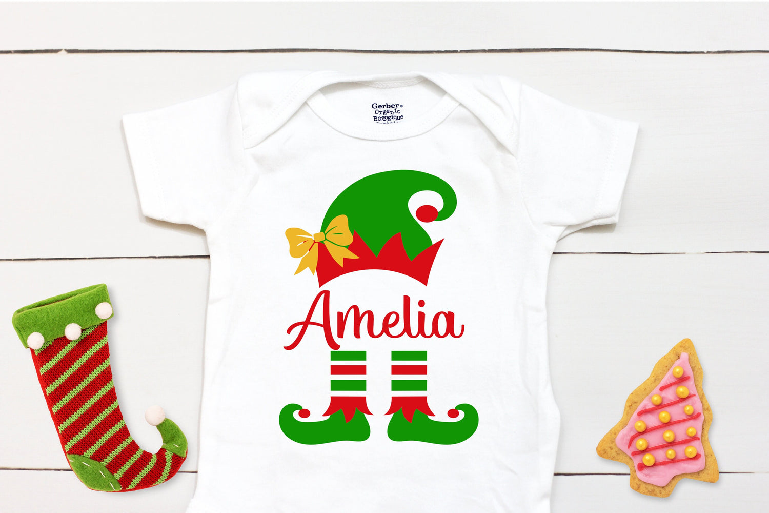 Elf Name // Personalized Name // Christmas // Baby Girl // Holiday // First Christmas // Elf Hat // Elf Shoes // Kids Shirt
