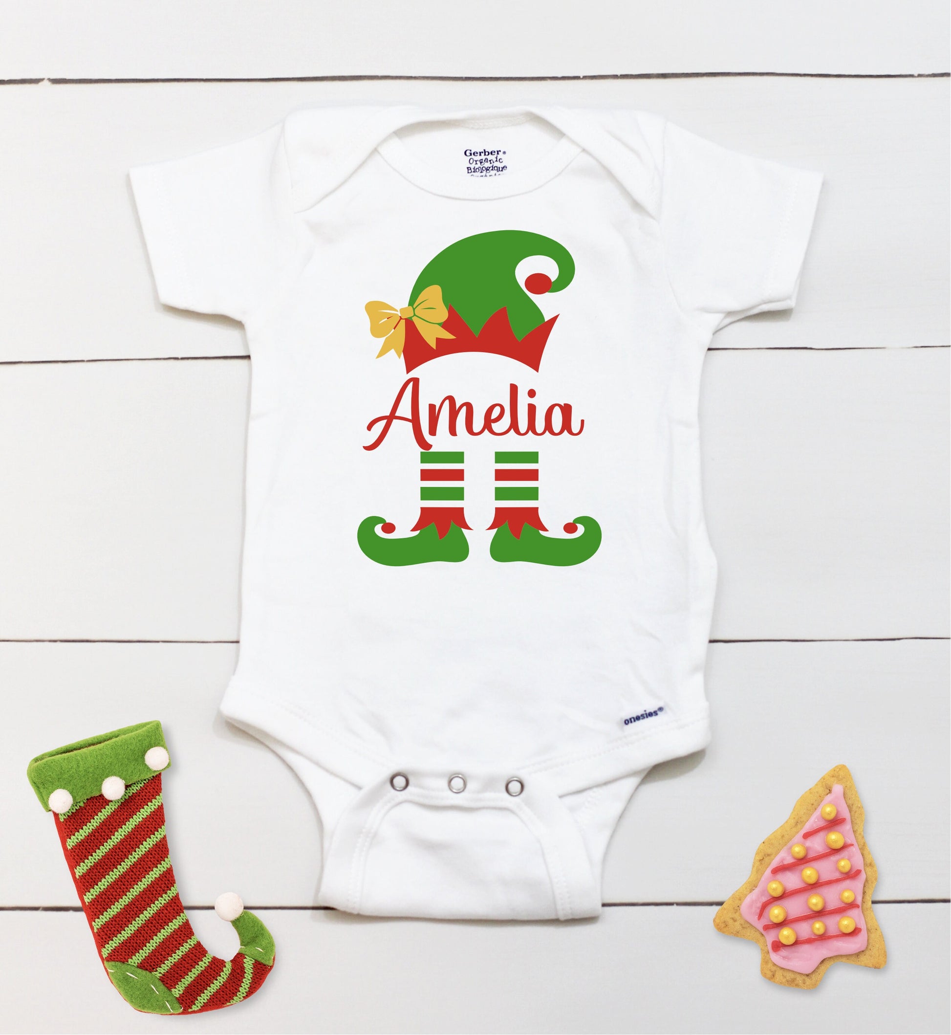 Elf Name // Personalized Name // Christmas // Baby Girl // Holiday // First Christmas // Elf Hat // Elf Shoes // Kids Shirt