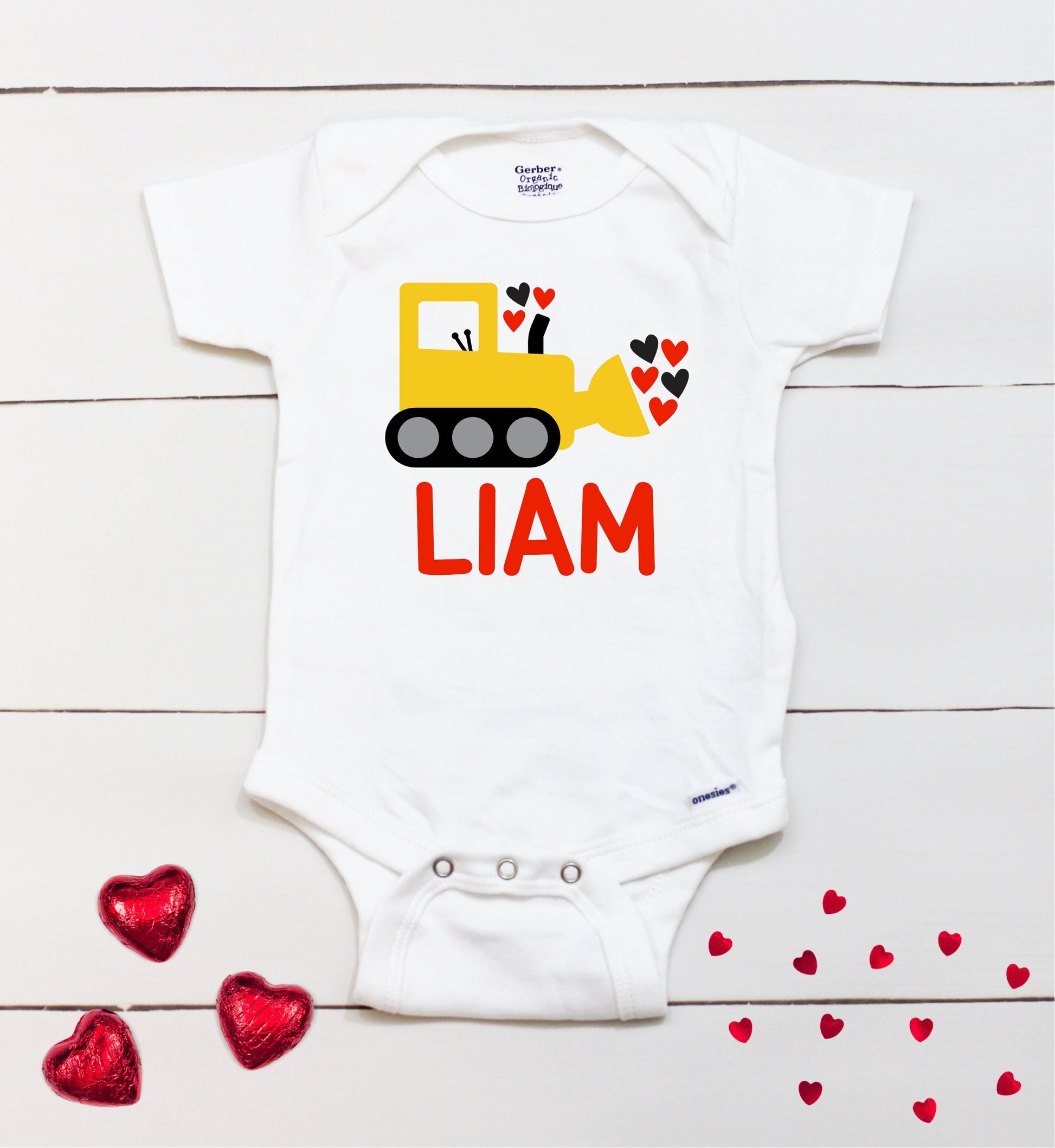 Valentine // Personalized Name Valentine // Boy // Truck // My First Valentines Day // Toddler Shirt // Construction // Digger