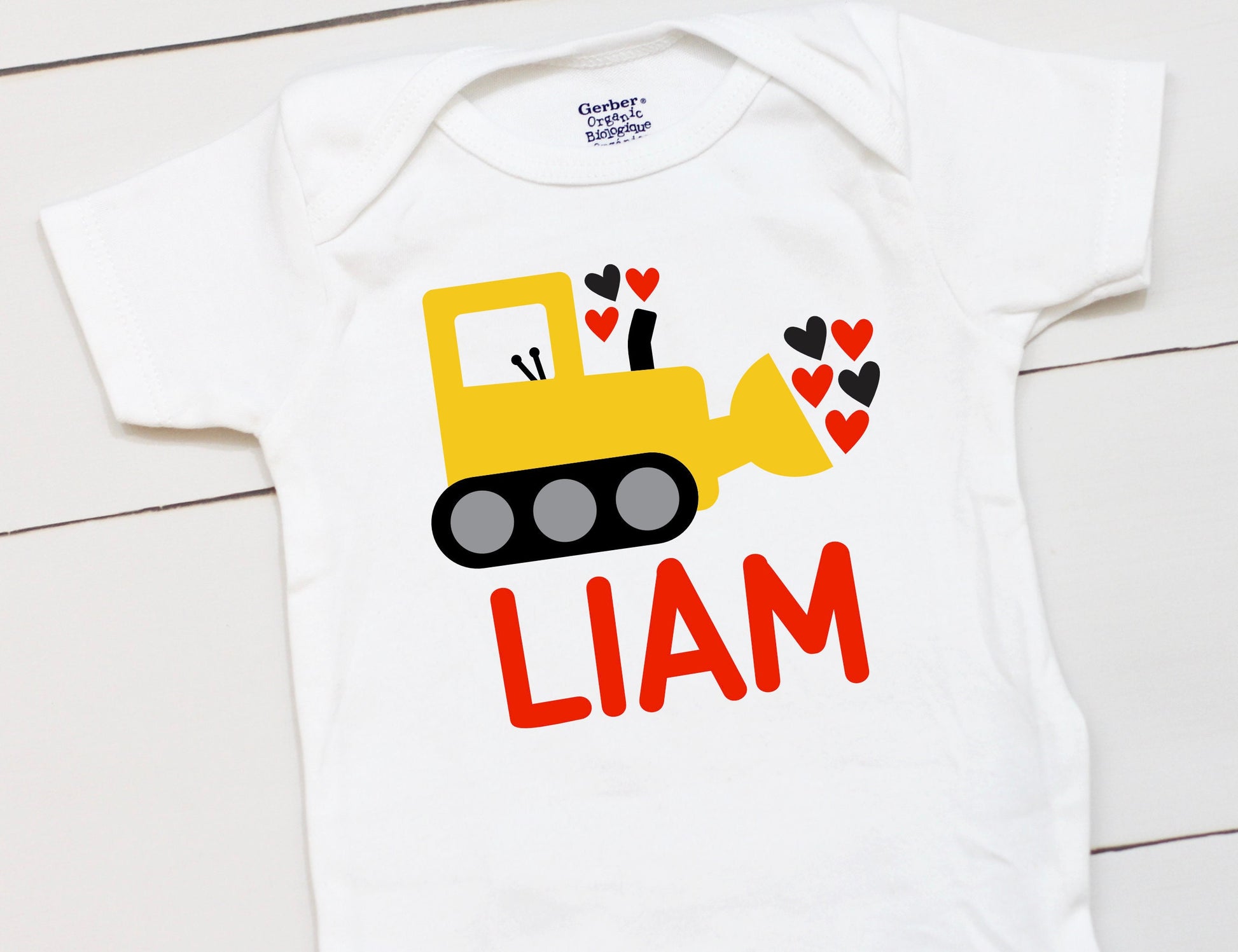 Valentine // Personalized Name Valentine // Boy // Truck // My First Valentines Day // Toddler Shirt // Construction // Digger
