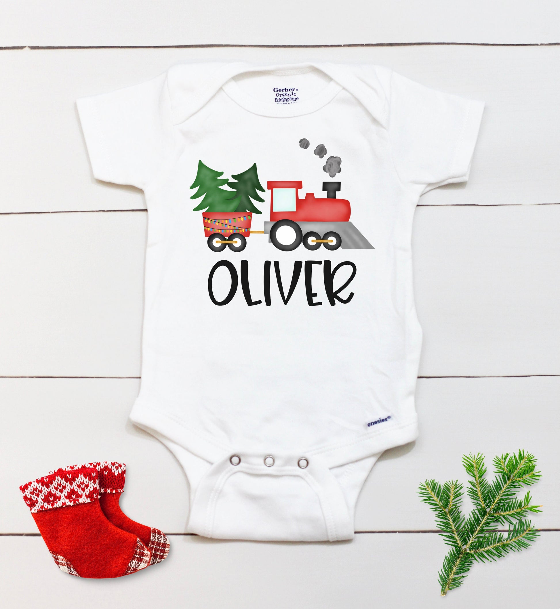 Christmas Train Bodysuit // Personalized Name // Boys Christmas Shirt // My First Christmas // Kids Christmas Shirt // Toddler // Gift