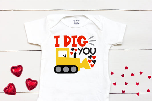 I Dig You // Valentine // Boy // Truck // My First Valentines Day // Toddler Shirt // kids shirt // Construction // Digger