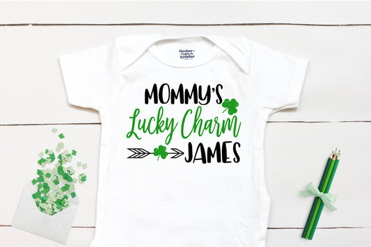 Mommy's Lucky Charm - Personalized Name - St Patricks Day - Boy - St Paddys Day - First St Patricks Day - Kids Shirt