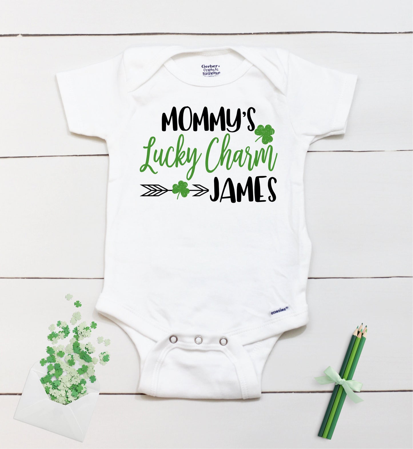 Mommy's Lucky Charm - Personalized Name - St Patricks Day - Boy - St Paddys Day - First St Patricks Day - Kids Shirt
