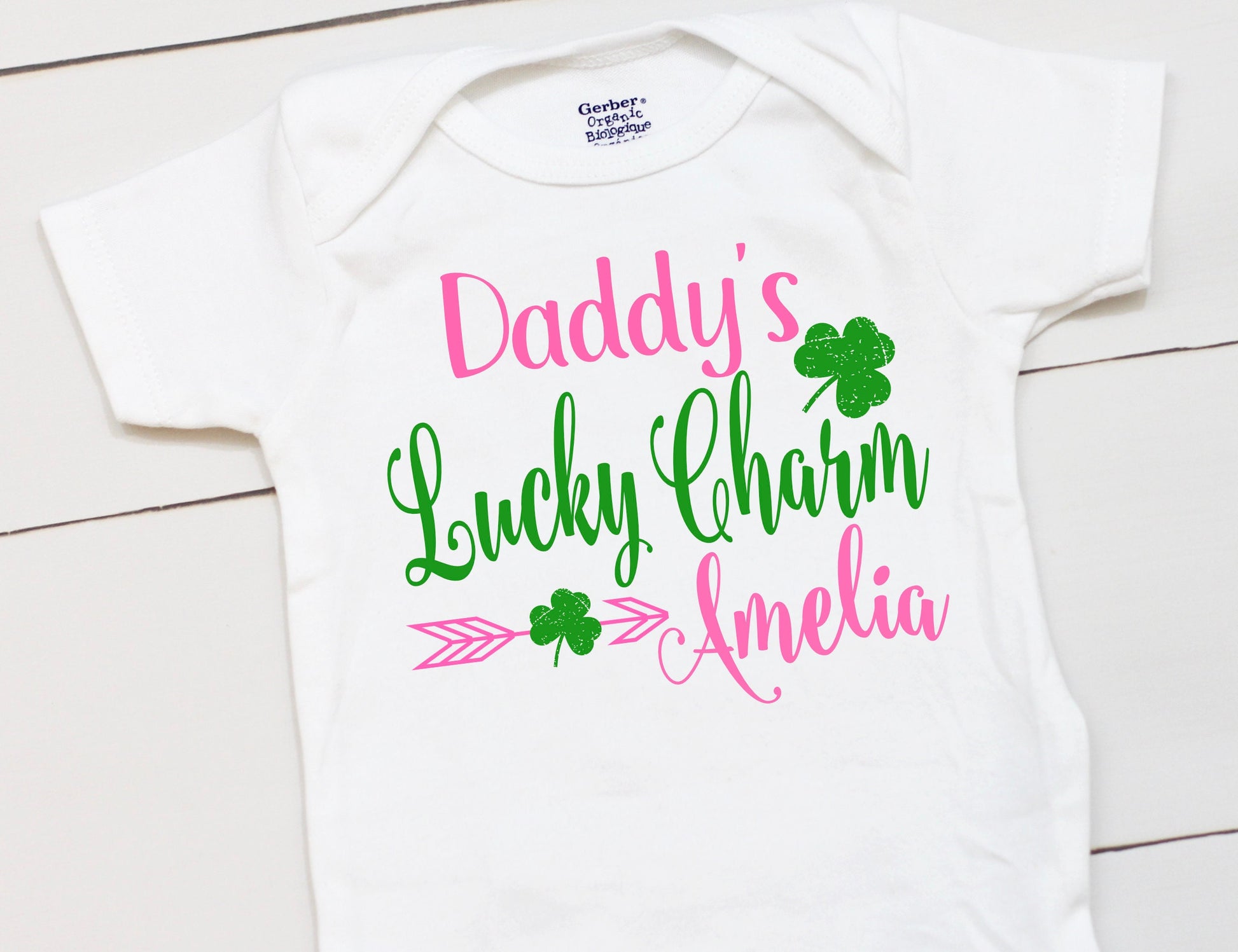 Daddy's Lucky Charm - Personalized Name - St Patricks Day - Girl - St Paddys Day - My First St Patricks Day - Kids Shirt