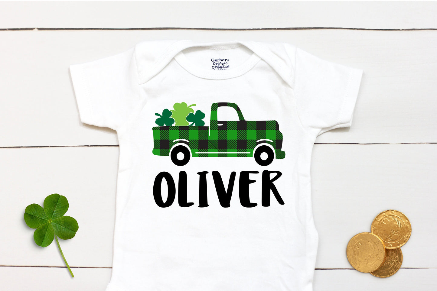 St Patricks Day Truck - Personalized Name - St Patricks Day - Boy - St Paddys Day - First St Patricks Day - Kids Shirt