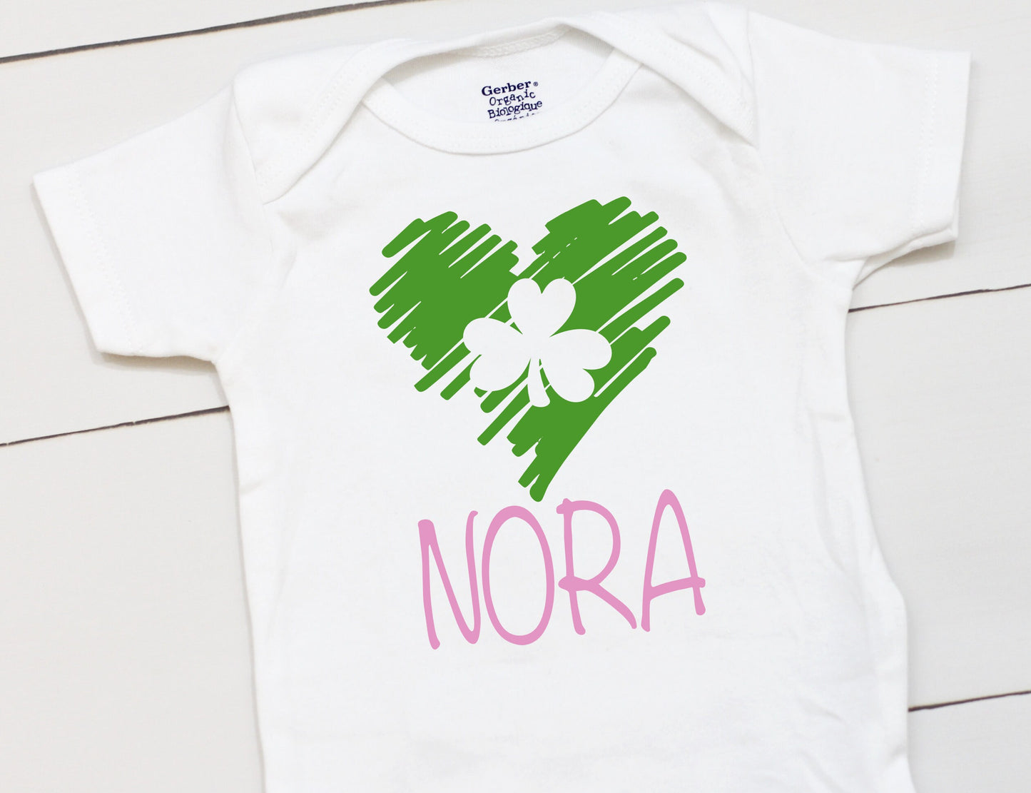 Clover Heart - Personalized Name - St Patricks Day - Girl - St Paddys Day - First St Patricks Day - Kids St Patricks
