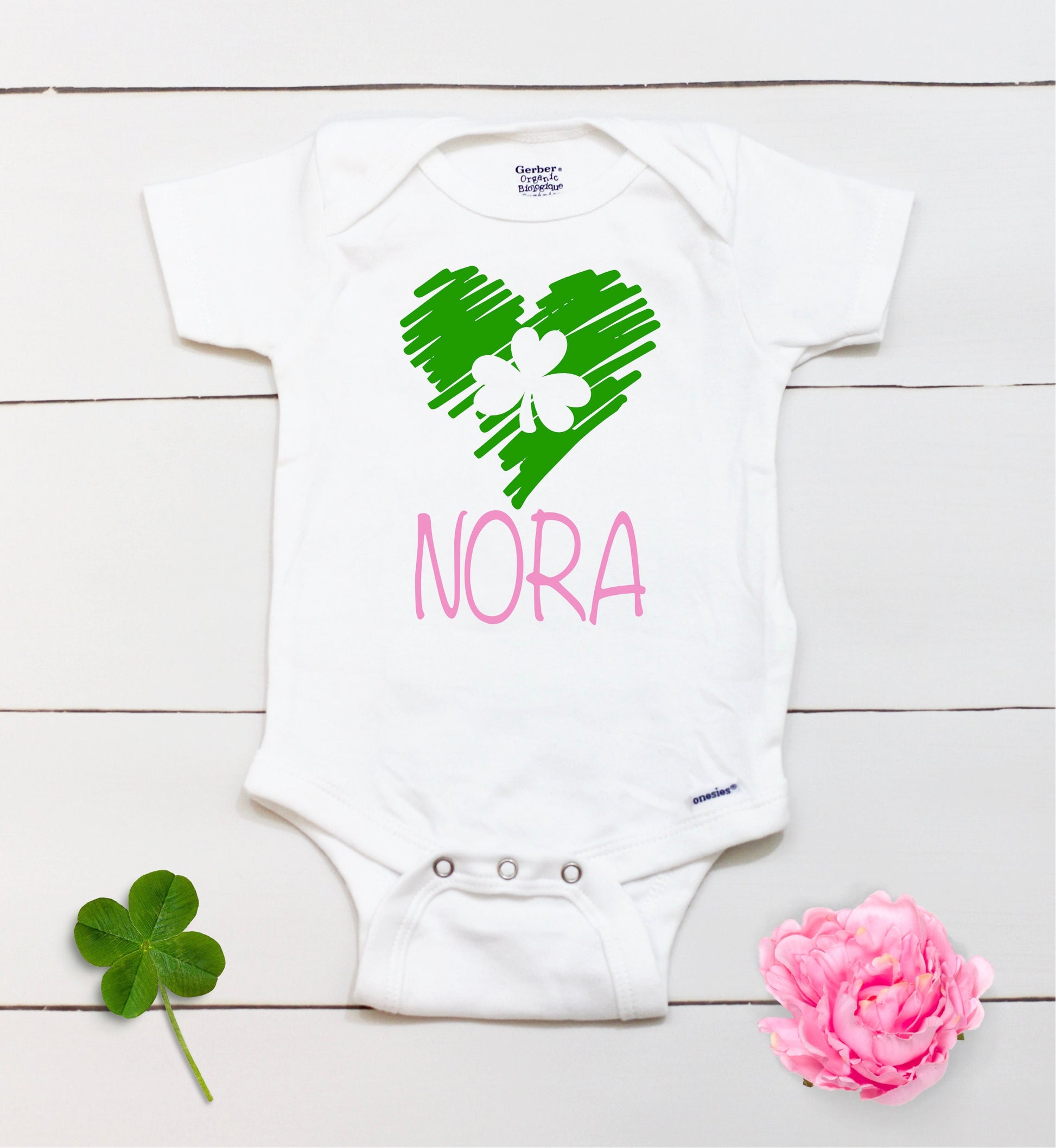 Clover Heart - Personalized Name - St Patricks Day - Girl - St Paddys Day - First St Patricks Day - Kids St Patricks