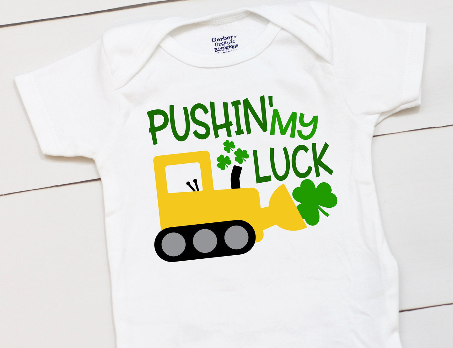 Pushin' My Luck - St Patricks Day Digger - St Patricks Day - Boy - St Paddys Day - First St Patricks Day - Kids Shirt