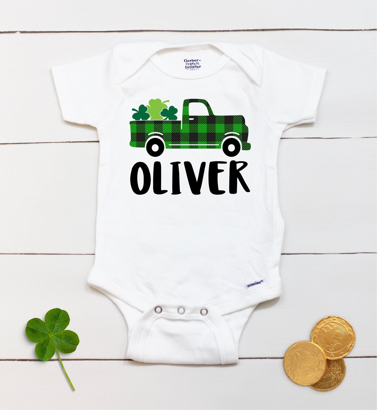 St Patricks Day Truck - Personalized Name - St Patricks Day - Boy - St Paddys Day - First St Patricks Day - Kids Shirt