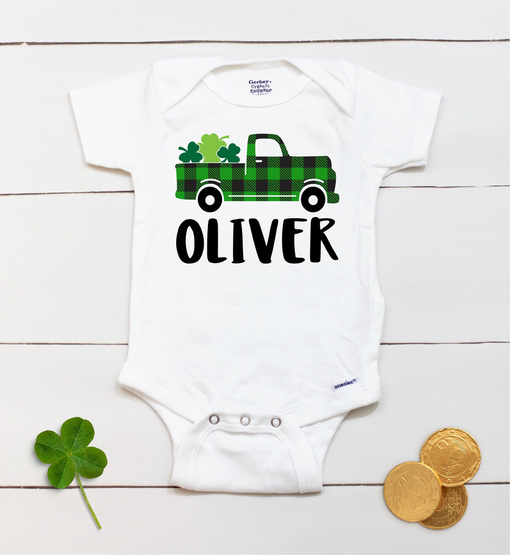 St Patricks Day Truck - Personalized Name - St Patricks Day - Boy - St Paddys Day - First St Patricks Day - Kids Shirt