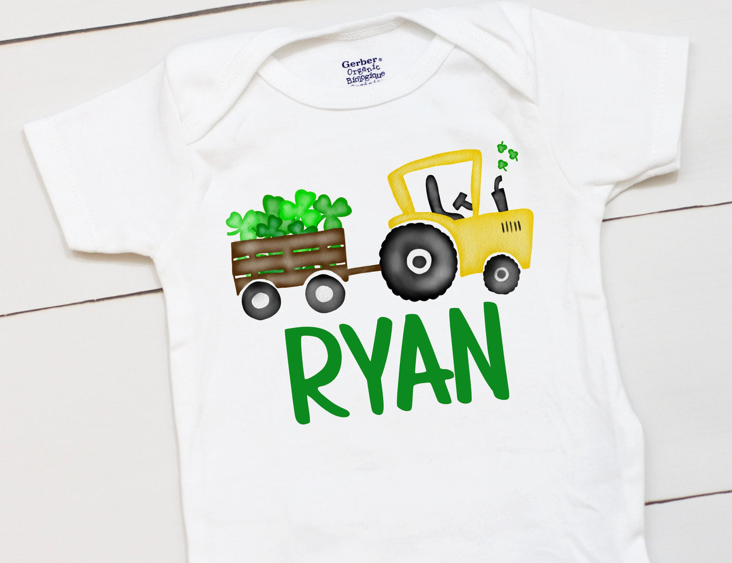 St Patricks Day Tractor - Personalized Name - St Patricks Day - Boy - St Paddys Day - First St Patricks Day - Kids Shirt