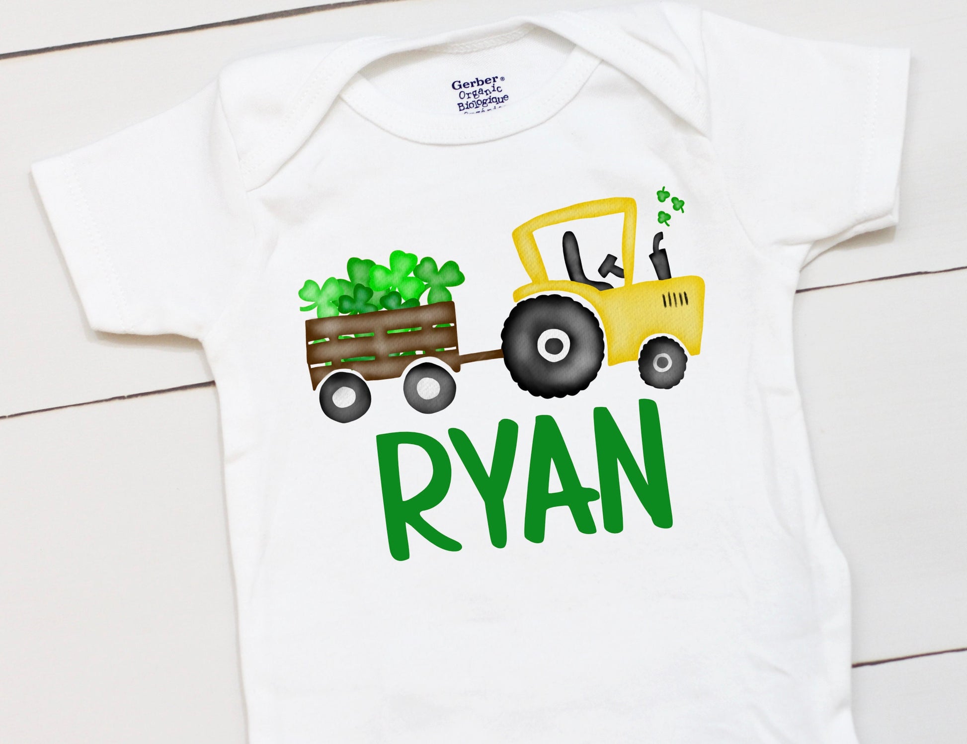 St Patricks Day Tractor - Personalized Name - St Patricks Day - Boy - St Paddys Day - First St Patricks Day - Kids Shirt
