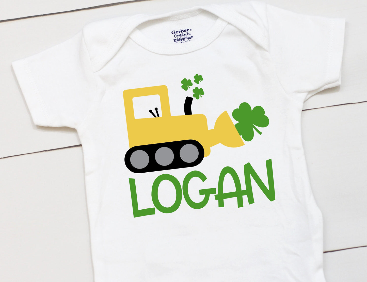 St Patricks Day Digger - Personalized Name - St Patricks Day - Boy - St Paddys Day - First St Patricks Day - Kids Shirt