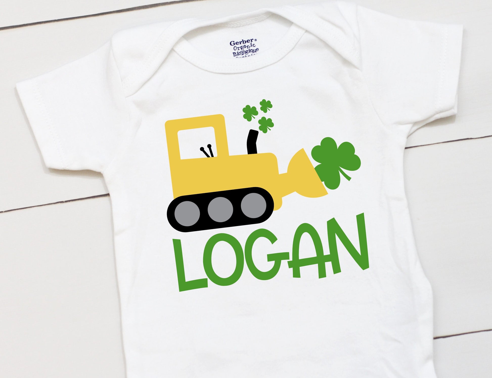 St Patricks Day Digger - Personalized Name - St Patricks Day - Boy - St Paddys Day - First St Patricks Day - Kids Shirt