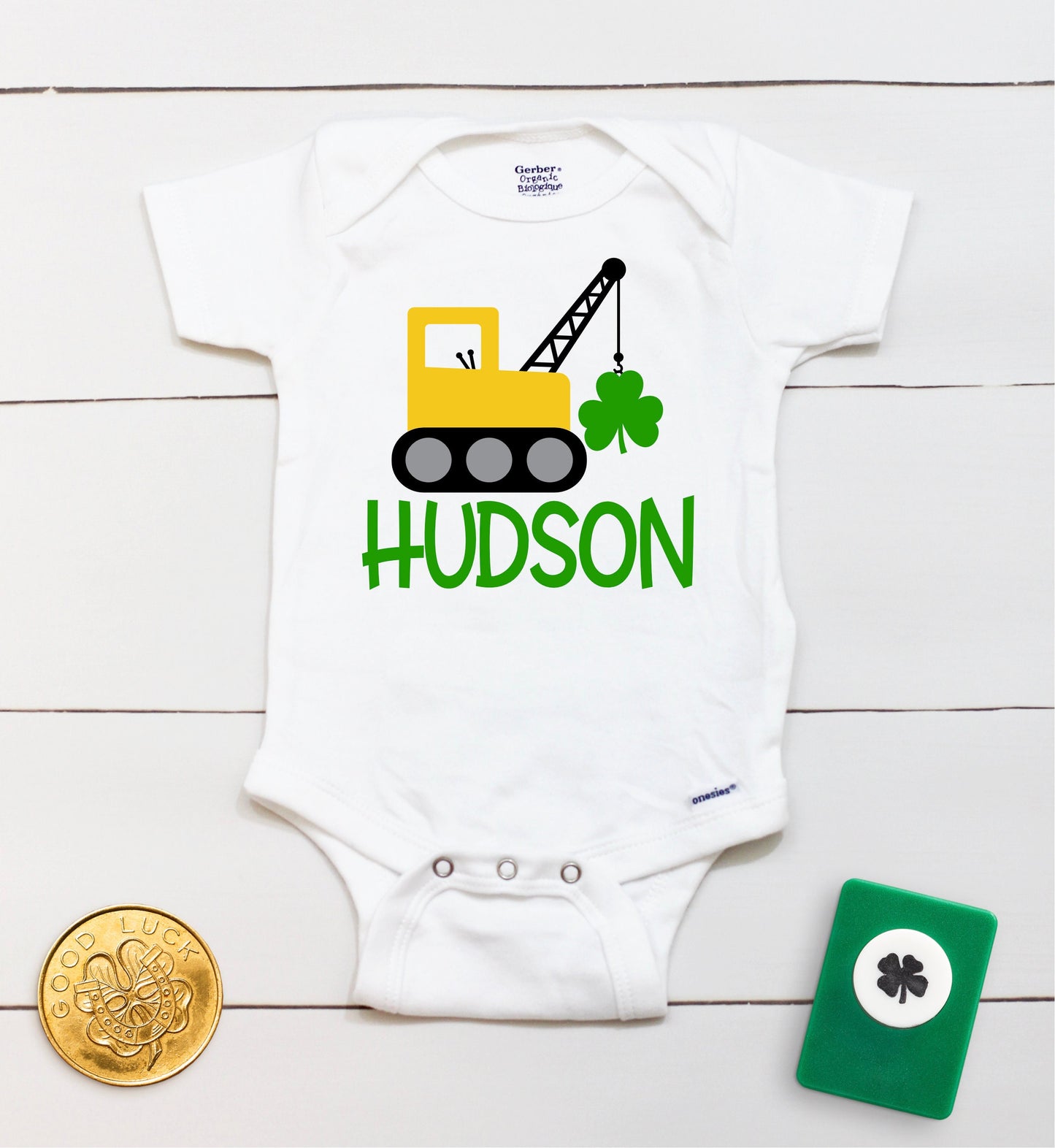 St Patricks Day Crane - Personalized Name - St Patricks Day - Boy - St Paddys Day - First St Patricks Day - Kids Shirt