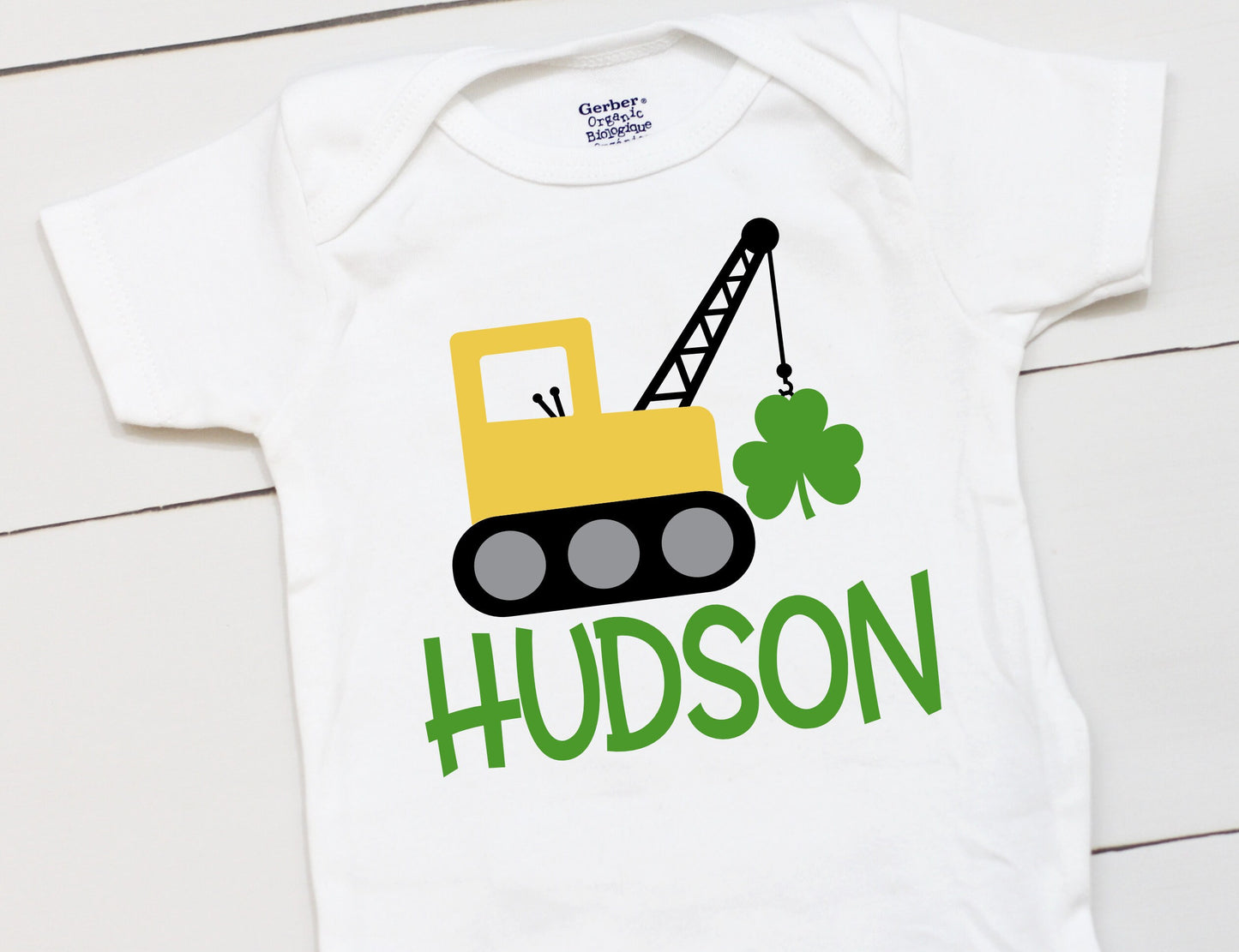 St Patricks Day Crane - Personalized Name - St Patricks Day - Boy - St Paddys Day - First St Patricks Day - Kids Shirt