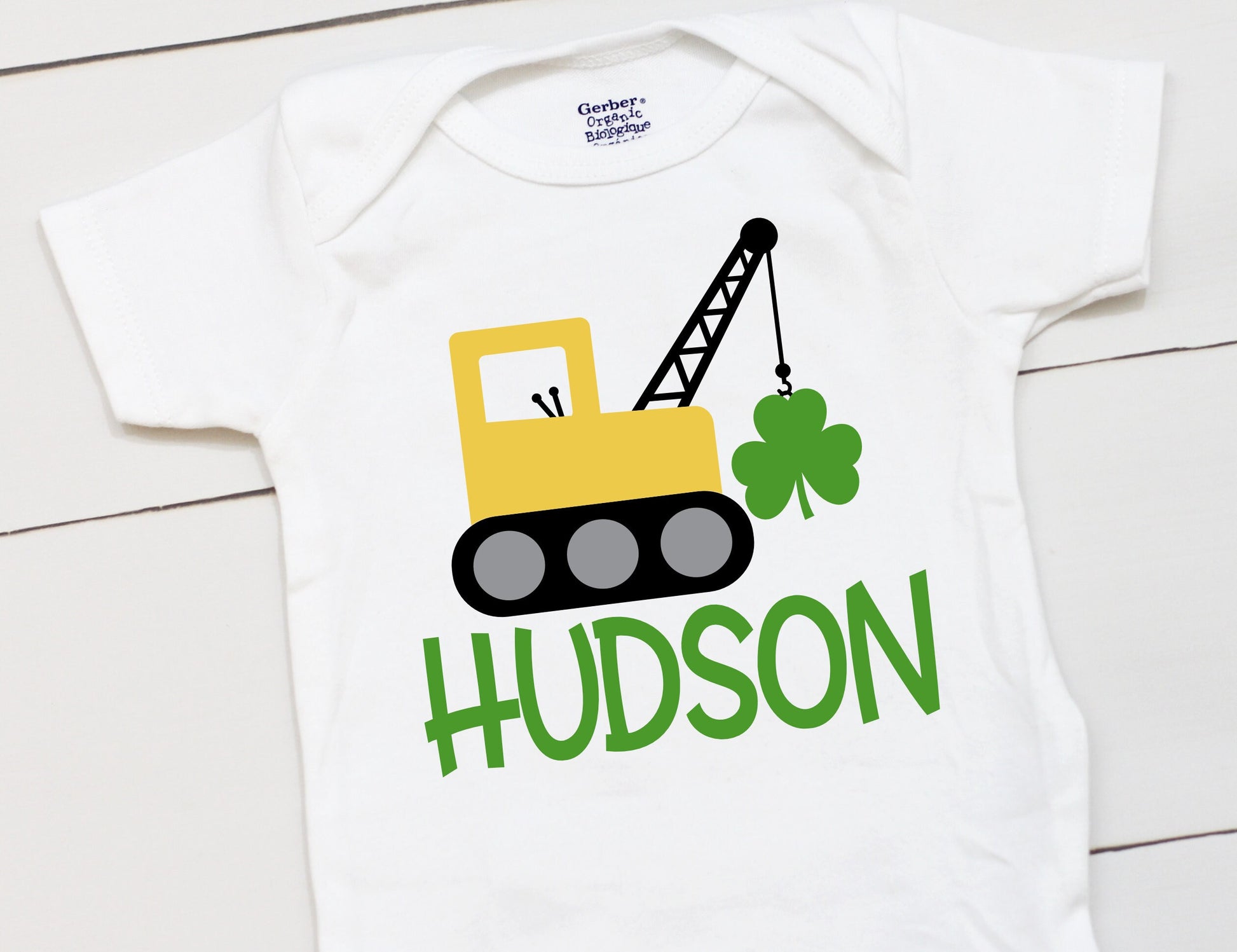 St Patricks Day Crane - Personalized Name - St Patricks Day - Boy - St Paddys Day - First St Patricks Day - Kids Shirt