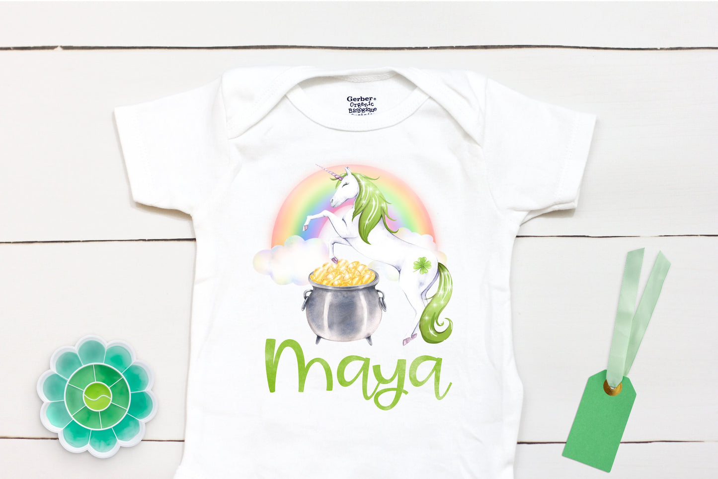 St Patricks Day Unicorn - Personalized Name - St Patricks Day - Girl - St Paddys Day - First St Patricks Day - Unicorn