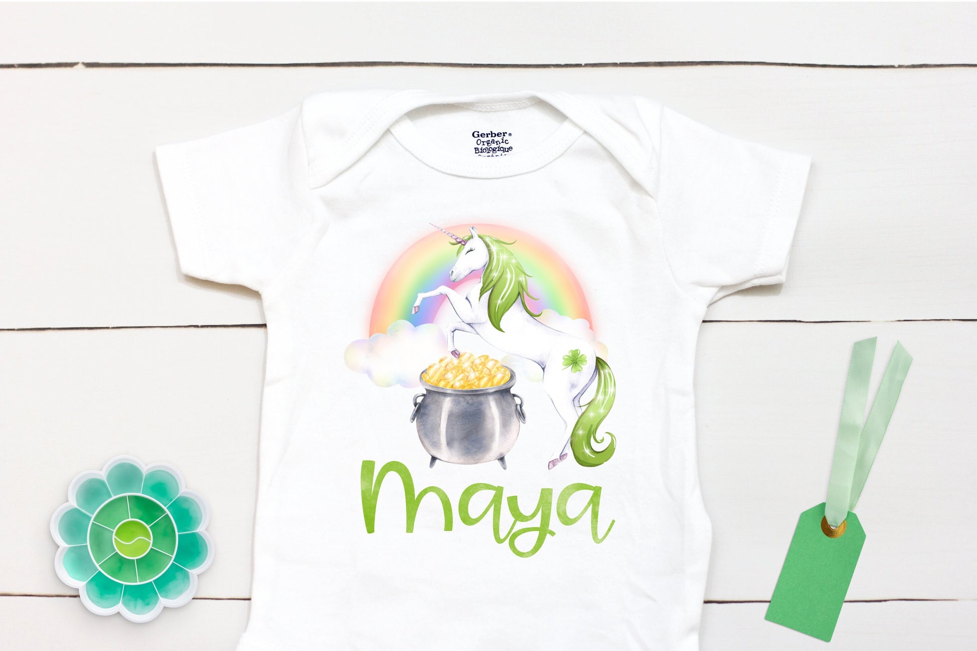 St Patricks Day Unicorn - Personalized Name - St Patricks Day - Girl - St Paddys Day - First St Patricks Day - Unicorn