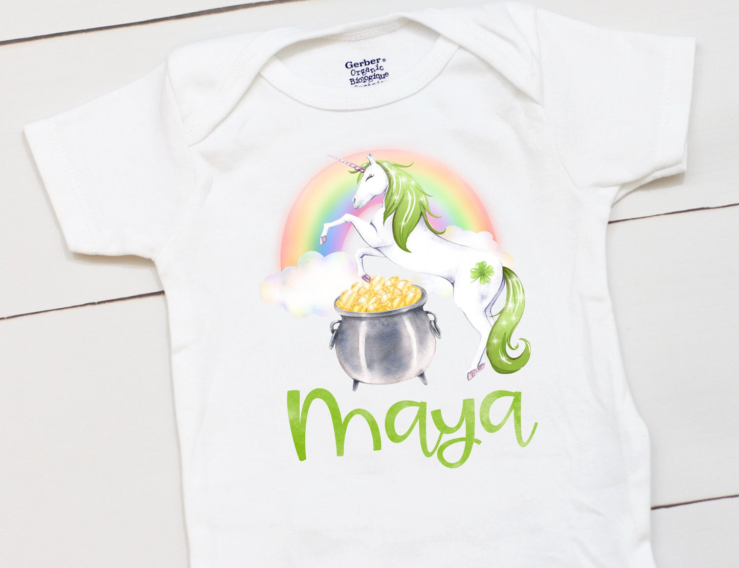 St Patricks Day Unicorn - Personalized Name - St Patricks Day - Girl - St Paddys Day - First St Patricks Day - Unicorn