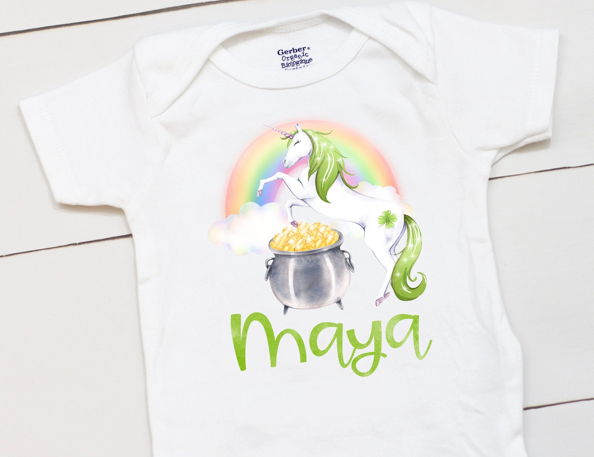 St Patricks Day Unicorn - Personalized Name - St Patricks Day - Girl - St Paddys Day - First St Patricks Day - Unicorn