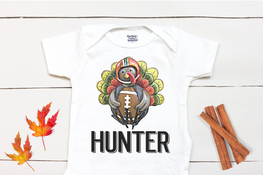 Football Turkey Name // Baby Boy // First Thanksgiving // Fall // Newborn // Thanksgiving Shirt // Football Onesies® Brand