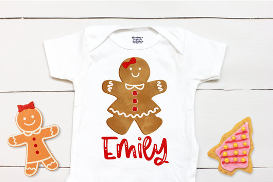Gingerbread Girls Name // Personalized Name // Christmas // Baby Girl // Holiday // Gift // Kids Shirt // First Christmas