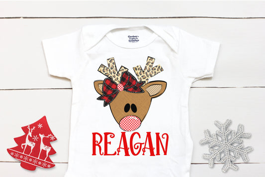 Reindeer Name // Personalized Name // Christmas // Baby Girl // Holiday // Gift // Kids Shirt // First Christmas // Reindeer
