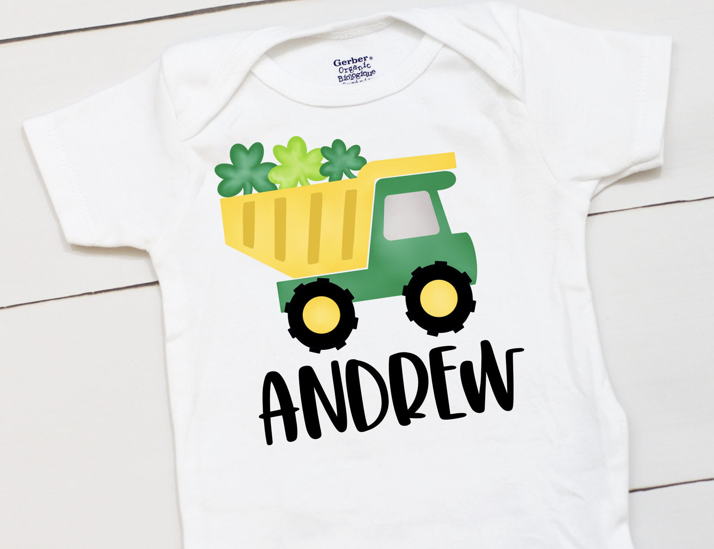 St Patricks Day Dump Truck - Personalized Name - St Patricks Day - Boy - St Paddys Day - First St Patricks Day - Kids Shirt