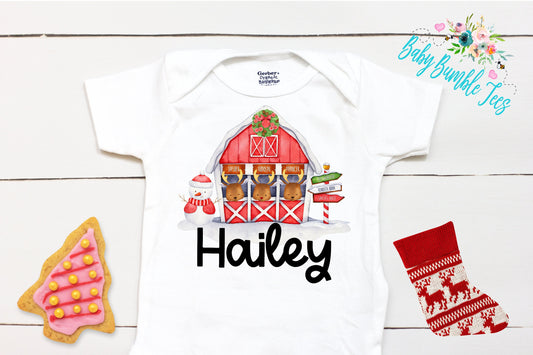 Christmas Reindeer // Personalized Name // Christmas // Girl // Truck // My First Christmas // Reindeer barn // Toddler