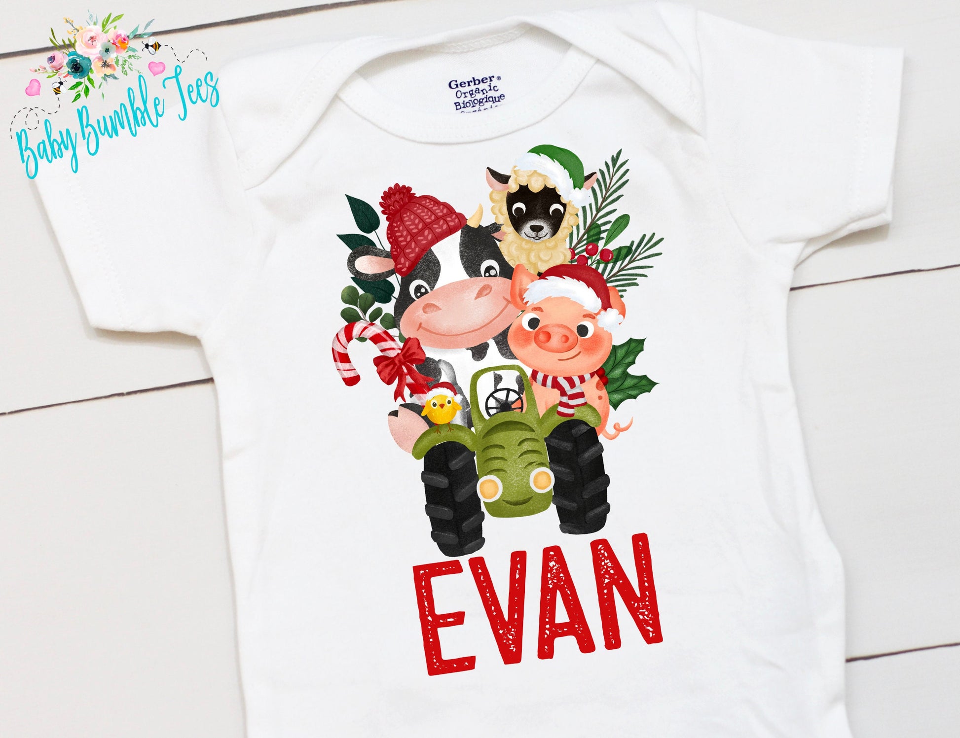 Christmas Tractor // Personalized Name // Christmas // Boy // Truck // My First Christmas // Farm Tractor // Toddler