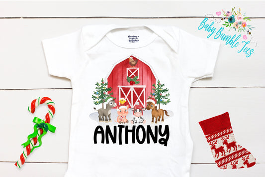 Christmas Farm // Personalized Name // Christmas // Boy // Barn // My First Christmas // Farm Animals // Toddler