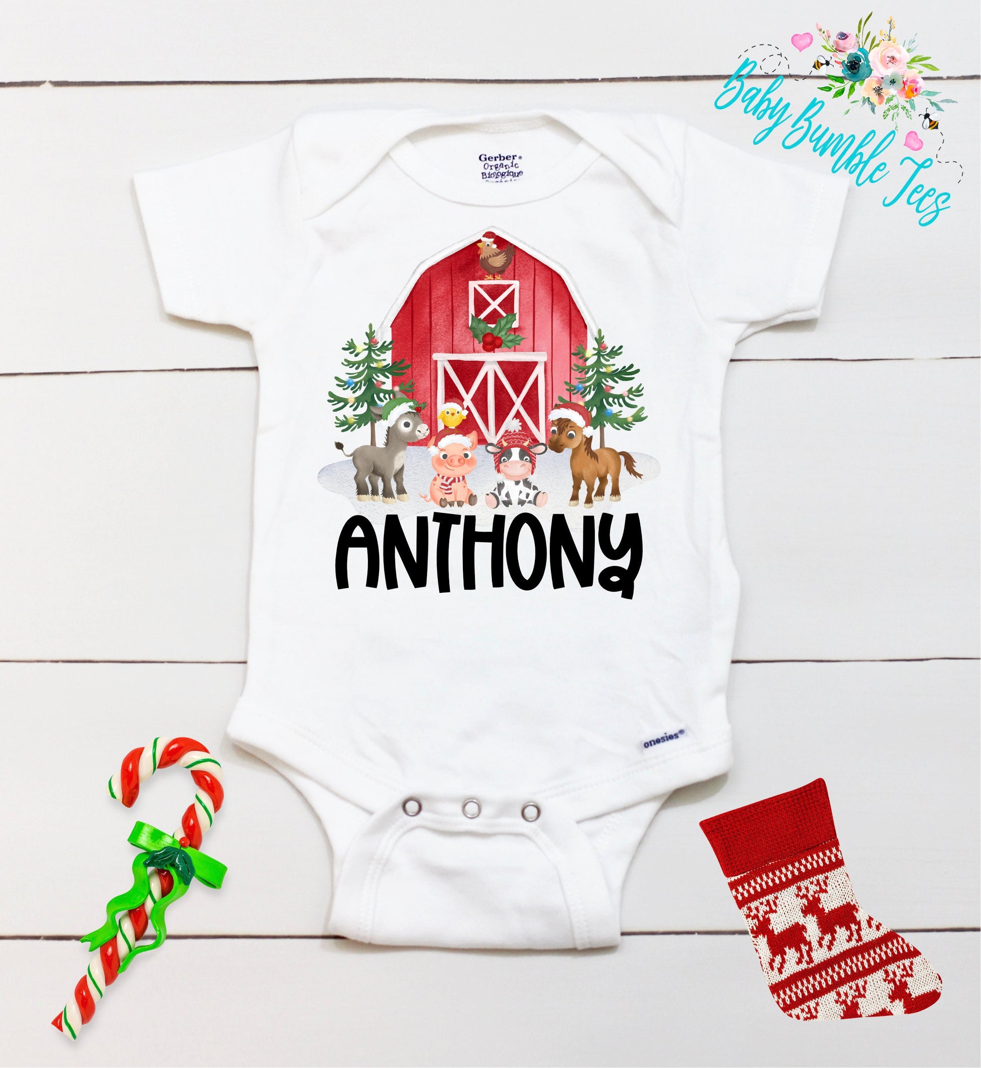 Christmas Farm // Personalized Name // Christmas // Boy // Barn // My First Christmas // Farm Animals // Toddler