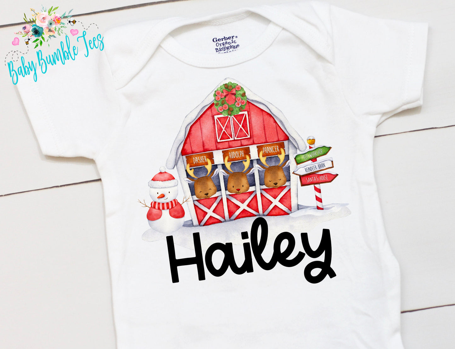 Christmas Reindeer // Personalized Name // Christmas // Girl // Truck // My First Christmas // Reindeer barn // Toddler
