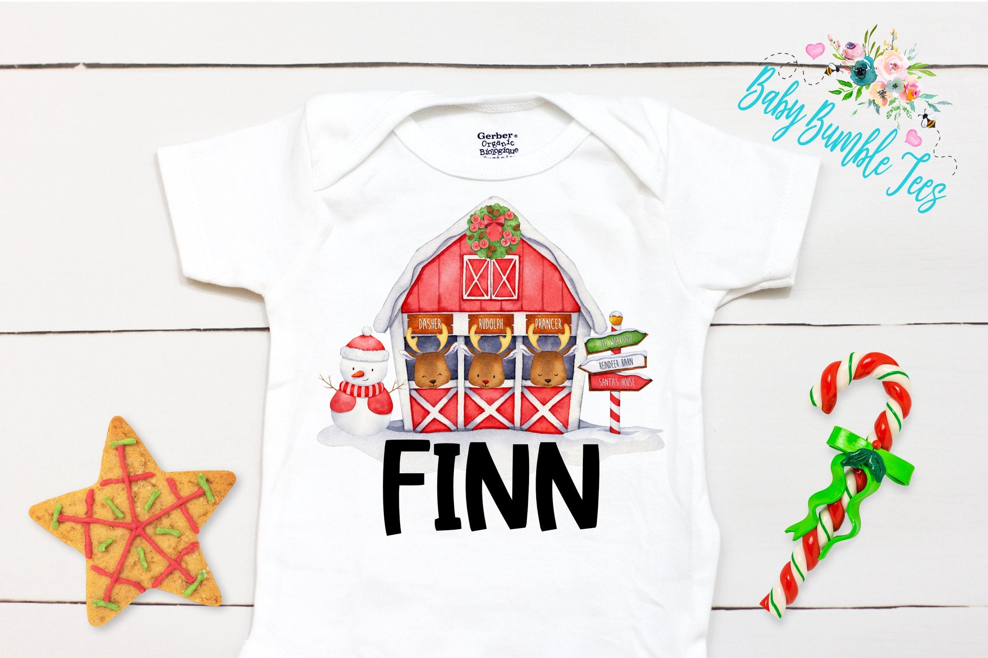 Christmas Reindeer // Personalized Name // Christmas // Boy // Truck // My First Christmas // Reindeer barn // Toddler