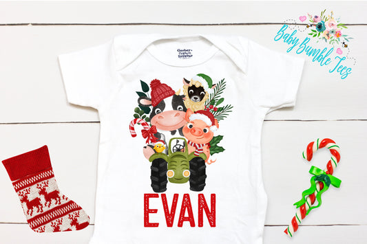 Christmas Tractor // Personalized Name // Christmas // Boy // Truck // My First Christmas // Farm Tractor // Toddler