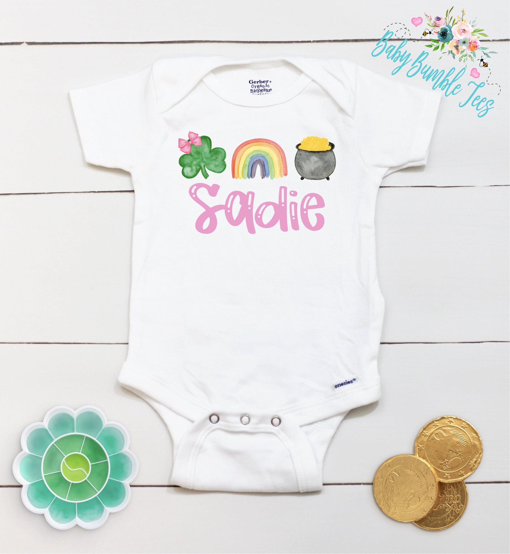 St Patricks Day - Personalized Name - St Patricks Day - Girl - St Paddys Day - First St Patricks Day - Kids - Clover