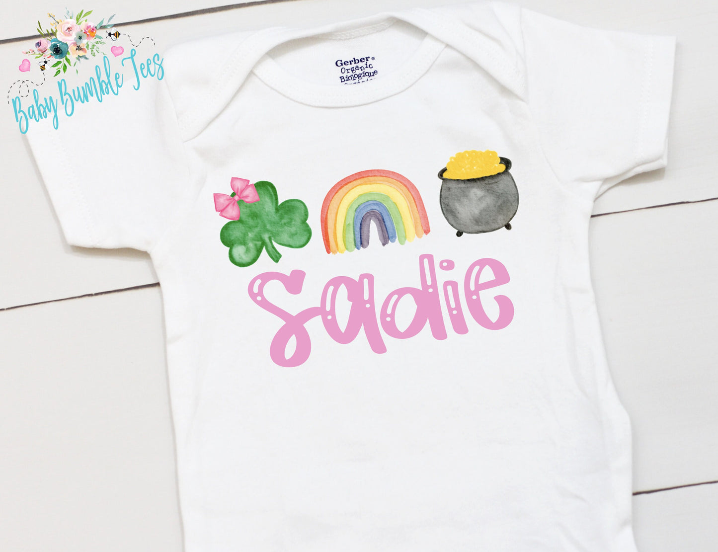 St Patricks Day - Personalized Name - St Patricks Day - Girl - St Paddys Day - First St Patricks Day - Kids - Clover