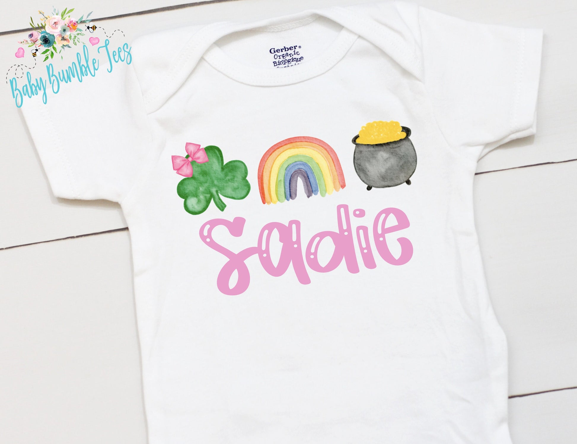 St Patricks Day - Personalized Name - St Patricks Day - Girl - St Paddys Day - First St Patricks Day - Kids - Clover