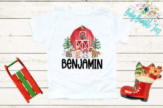 Christmas Farm Shirt // Christmas Kids Shirt // Personalized Name // Christmas // Boys shirt // My First Christmas // Farm // Toddler Shirt