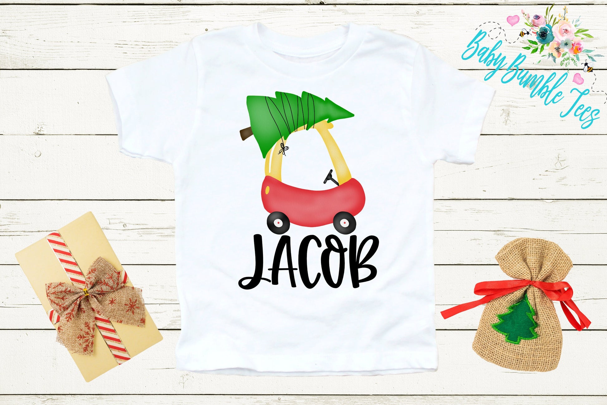 Christmas Car Shirt // Personalized Name // Christmas // Boy T Shirt // Truck // My First Christmas // Christmas Tree // Toddler Shirt