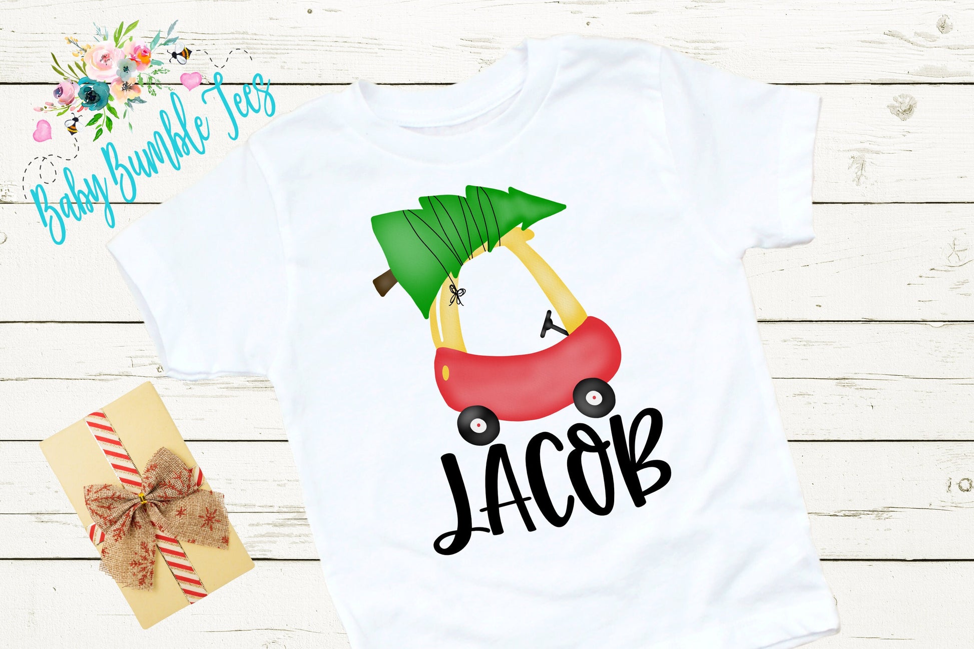 Christmas Car Shirt // Personalized Name // Christmas // Boy T Shirt // Truck // My First Christmas // Christmas Tree // Toddler Shirt