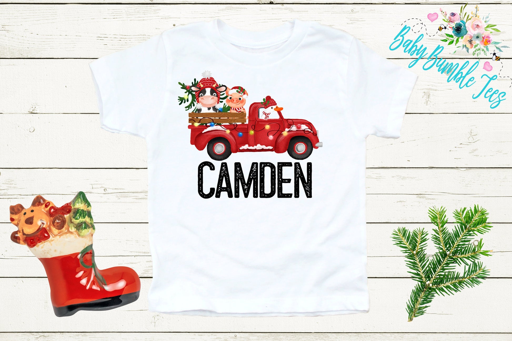 Christmas Kids Shirt // Personalized Name // Christmas // Boys shirt // Truck // My First Christmas // Farm // Toddler Shirt // kids shirt