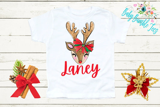 Reindeer Name Shirt // Personalized Name // Christmas t-shirt // Baby Girl // Holiday Shirt // Toddler// Kids Shirt // First Christmas